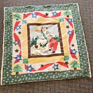 Holiday Snowman Patchwork Throw Blanket - Green, Red, Blue 34 X 34